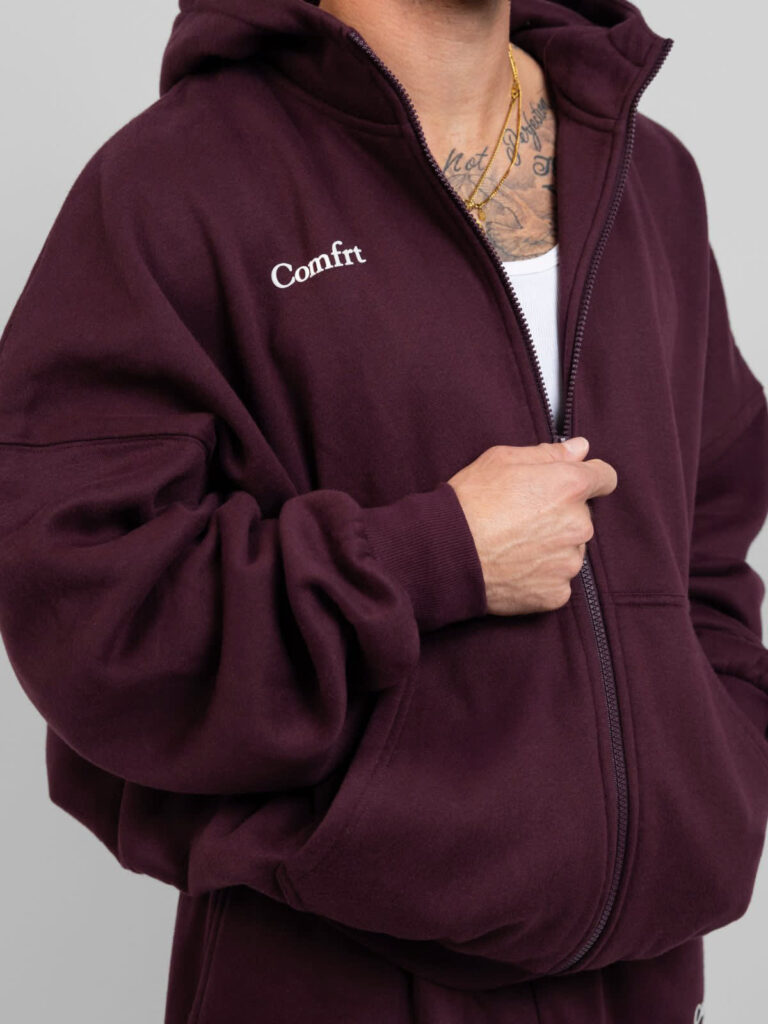 Cloud Zip Maroon Comfrt Hoodie
